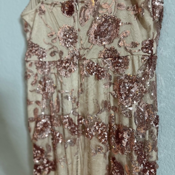 NWOT Shine Language Rose Gold Sequin Mermaid Maxi Dress - Picture 6 of 8